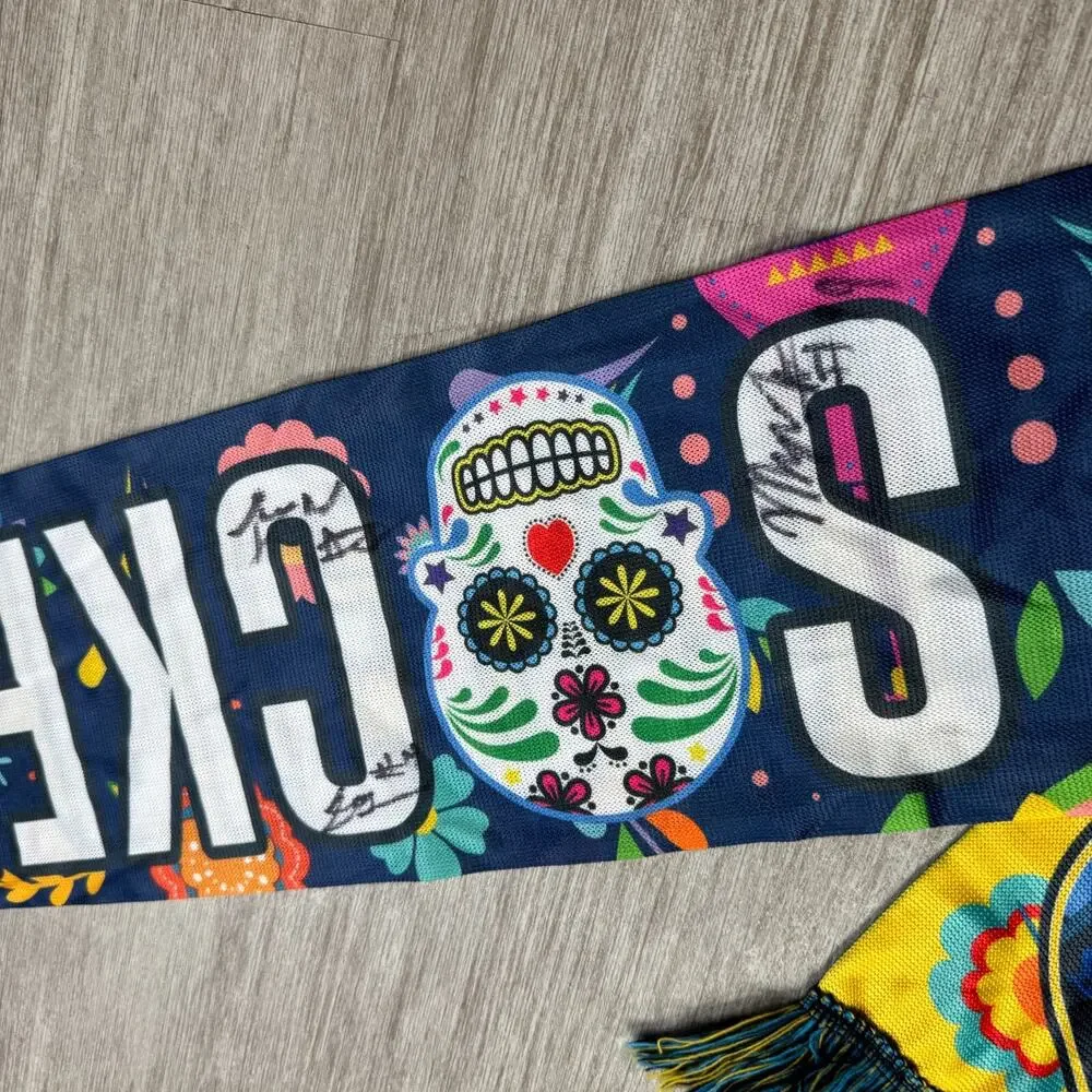 San Diego Sockers Signed Soccer Scarf Day of The Dead Dias De Los Muertos #9